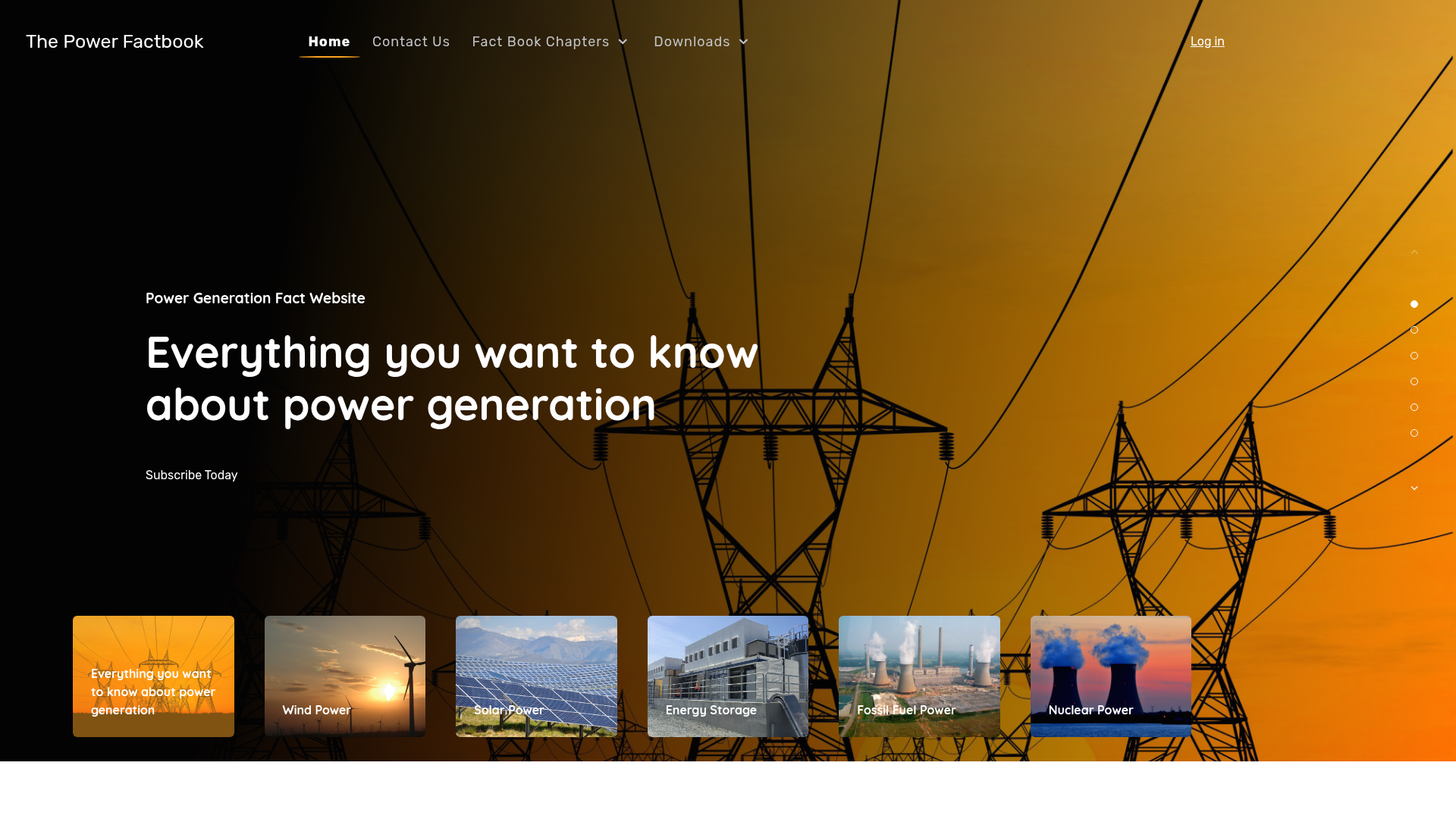 Screenshot of The Power Factbook website homepage